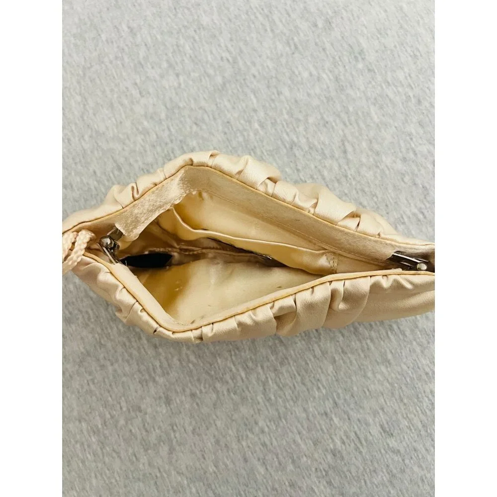 Style & Co. Ruched Satin‎ Wristlet Clutch cream With Interior Pocket